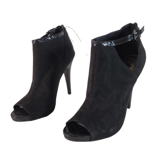 GBG Los Angeles Shoes - GBG Los Angeles GGCOLSEN Black Textured Snake Peeptoe Heels Women Sz 10 NWT